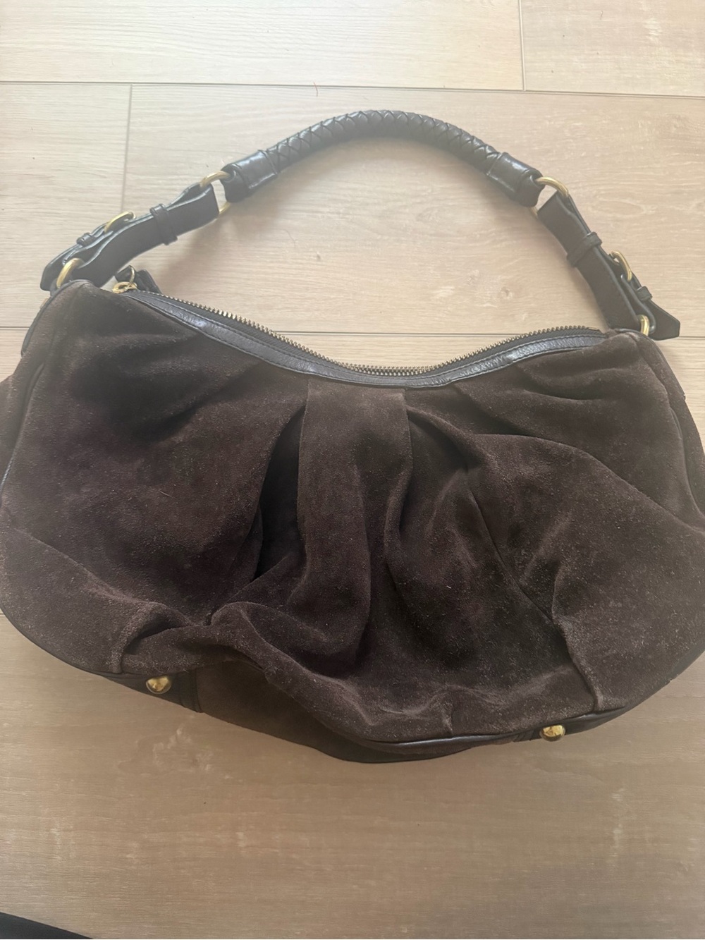 Brown Suede Shoulder Bag - Women